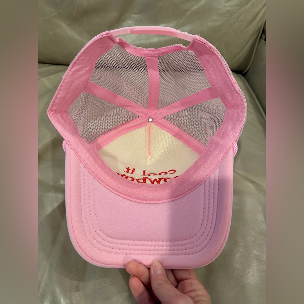 Light pink trucker hat “Cool it Cowboy” in red! - Picture 2 of 3